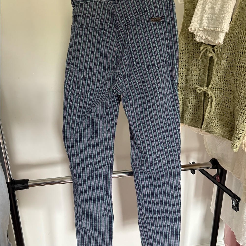 Vintage Calvin Klein Pants • Teal and Navy Plaid Pants